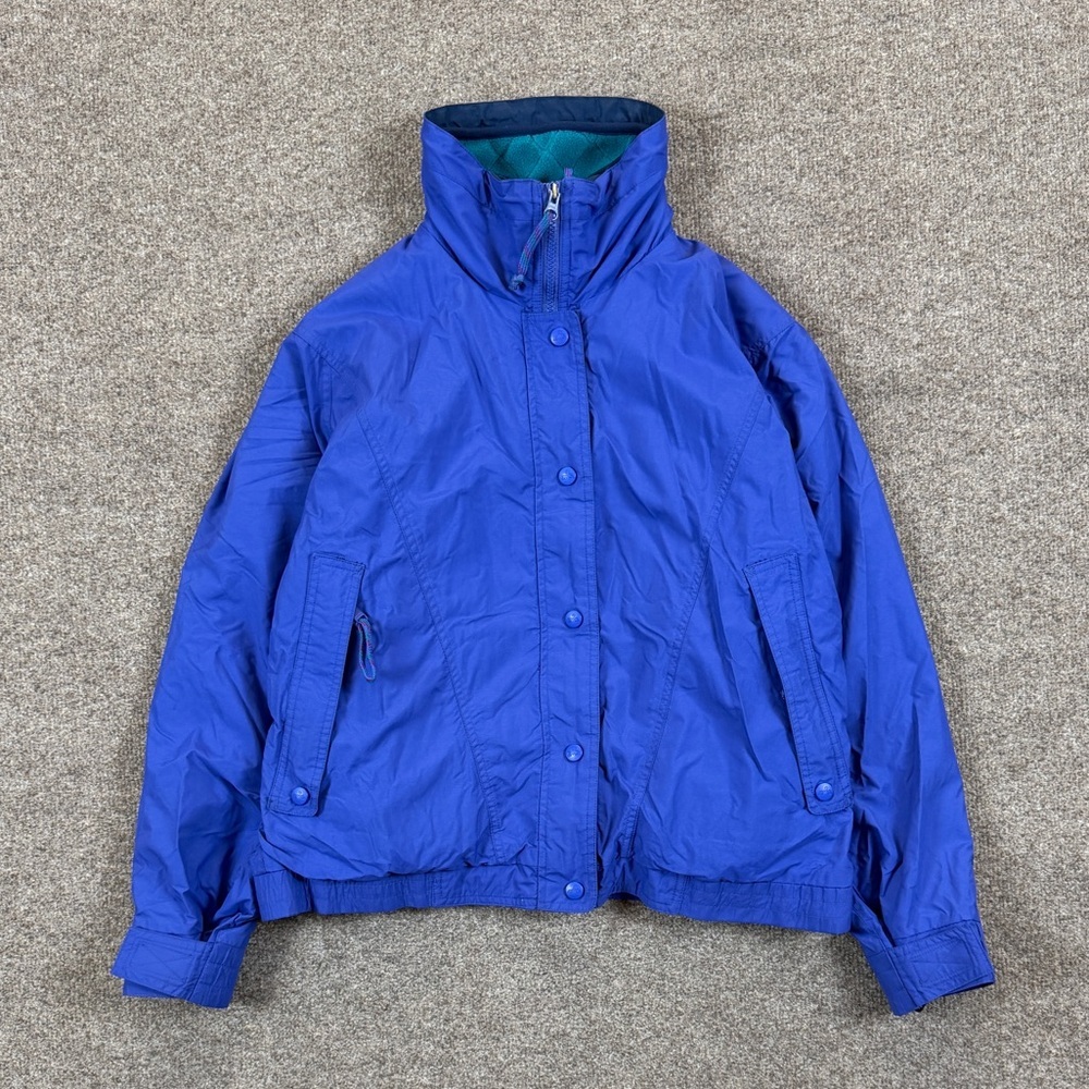 Vintage 90s Retro Nylon Bomber Jacket Full Zip Removable Fleece Lining Women’s M